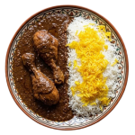 چلو خورشت فسنجان با مرغ