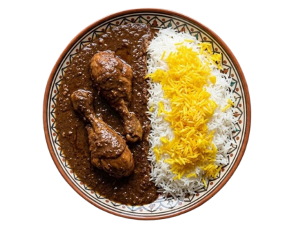 چلو خورشت فسنجان با مرغ
