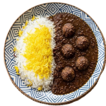 چلو خورشت فسنجان با گوشت قلقلی