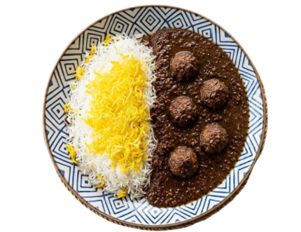 چلو خورشت فسنجان با گوشت قلقلی