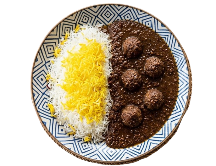 چلو خورشت فسنجان با گوشت قلقلی