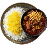 چلو خورشت قیمه با سیب زمینی