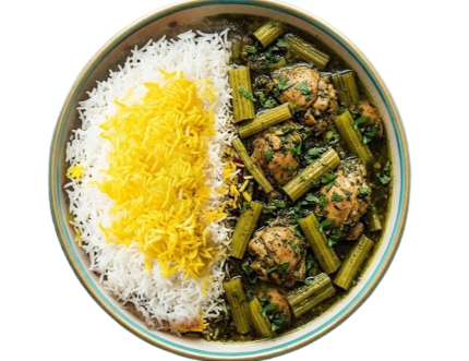 چلو خورشت کرفس با مرغ